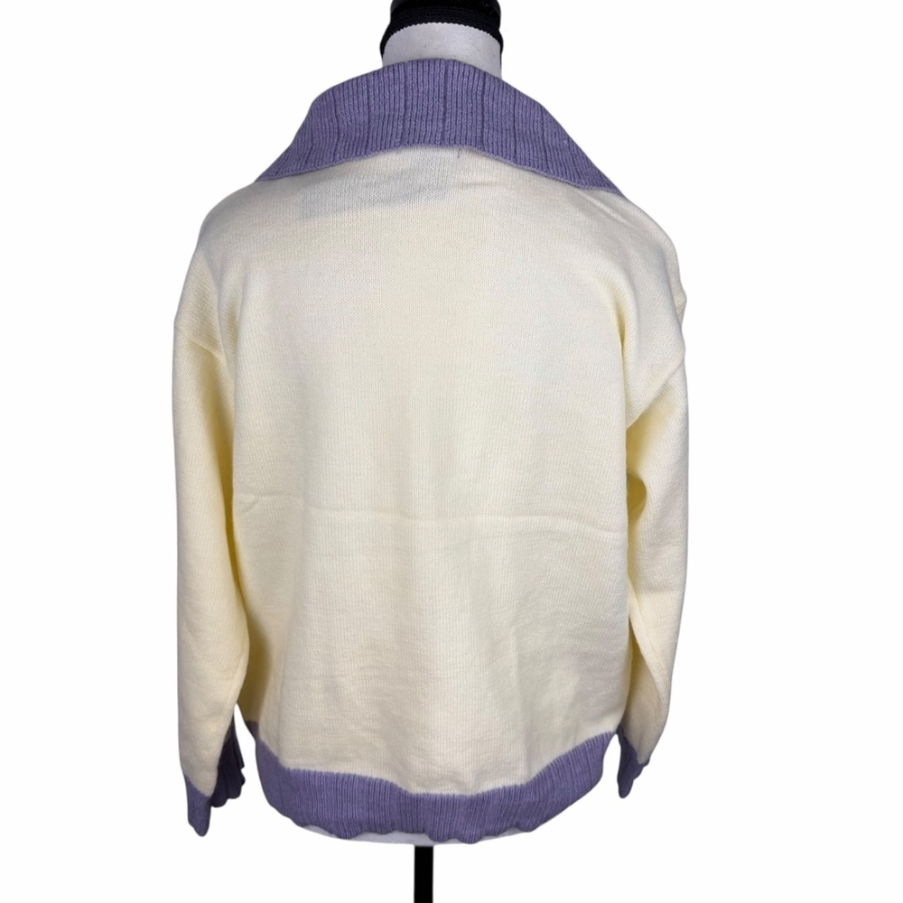 Papermoon Women M Pastel Half Zip Coquette Sweater Lavender Cream NWT - Picture 6 of 12